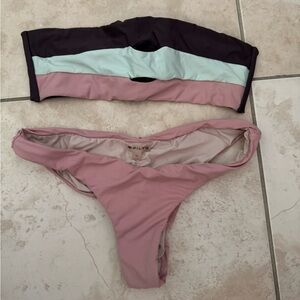 Pilyq brown, light blue and Pink Bikini Set - medium